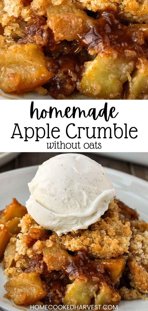 In this easy Apple Crumble recipe without oats, we combine crisp apples with warm spices & sugar then add a buttery, crumbly topping. Apple Crisp Extra Crumble, Apply Crumble Recipe, Apple Crisp Without Oats, Crumble Recipes, Easy Apple Crumble, Crisp Recipes, Crisp Desserts, Apple Crumble Recipe, Amazing Desserts