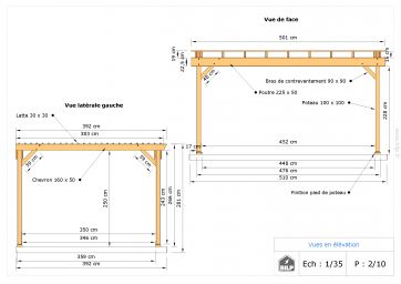 Modèle ENORA - Le guide de construction des PERGOLAS et TONNELLES Pergola Details, Pole Barn Designs, Carport Plans, Pergola Carport, Yard Ideas Backyard, Carport Garage, Wood Pergola, Wooden Pergola, Barn Design