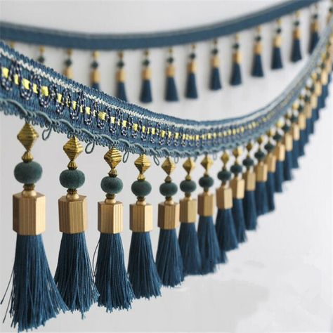 1M Lace Curtain Tassel Hanging Ear Beads Trim Head Cloth Art Curtain Accessories | eBay Curtain Trim, Lace Curtain, Sewing Lace, Lace Crafts, Upholstery Diy, Hanging Beads, Lace Accessories, Beaded Curtains, Sewing Ribbon