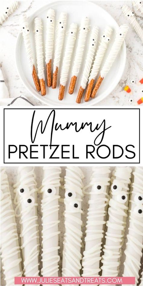 Pretzel Rods Recipe, Halloween Pretzels Rods, Halloween Dip, Edible Candy, Halloween Pretzels, Halloween Snack Mix, Yogurt Covered Pretzels, Dipped Pretzel Rods, White Chocolate Pretzels