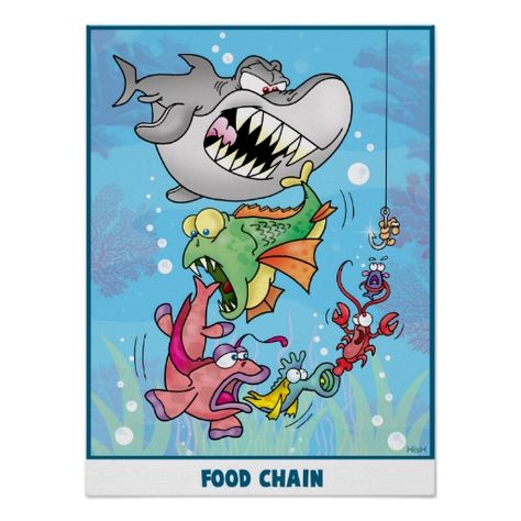 Food Chain Poster Food Chain Poster, Clever Thoughts, Fish Posters, Science Word Wall, Science Penguin, Science Cells, Science Anchor Charts, Science Words, Food Chains