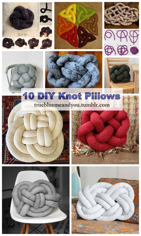 10 DIY Knot Pillows Roundup by truebluemeandyou. A blogging friend just emailed me with a link to KnitPicks’ free knit knot pillow pattern, so I’d thought I’d see what other DIY Knot Pillows were still out there with working links (because so many... Knot Pillow Pattern, Knot Pillow Tutorial, Knot Pillow Diy, Knot Pillows, Diy Knit, Knot Cushion, Knot Pillow, Pillow Tutorial, Astuces Diy