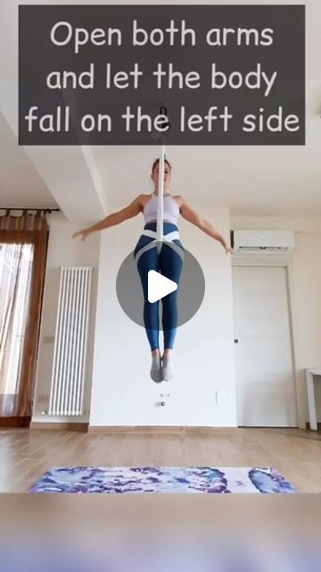 Lucia Mezzelani • Aerial Yoga Girl and Mum🧚🏼‍♀️ on Instagram: "💥Super Side Drop💥  with subtitles and voice over, follow the instructions with attention 💣  #aerialyoga #aeroyoga #yogainvolo #aerialdrop #aerialyogatricks" Aerial Yoga Stretches, Ariel Hammock, Ariel Yoga, Aerial Sling, Aerial Yoga Hammock, Aerial Yoga Poses, Aerial Silk, Yoga Hammock, Aerial Fitness