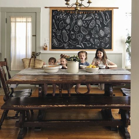 dining room chalkboard veggies Learning Room, Homeschool Room Design, Fresh Farmhouse, Homeschool Room, House Updates, Homeschool Inspiration, Homeschool Classroom, Free Homeschool, School Room