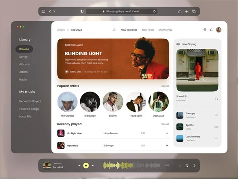 Music Web App Concept by Ronas IT | UI/UX Team on Dribbble Interface Design Mobile, Music App Design, Music Player Design, Lit Songs, Medical Website Design, Dental Website, News Web Design, App Concept, Music Website