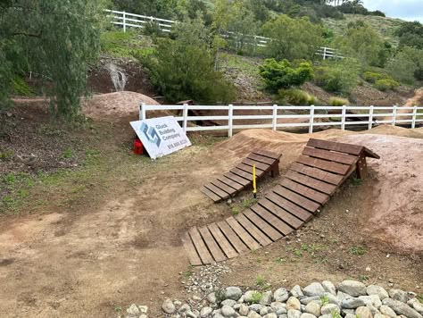 Backyard Dirt Jump Pumptrack Wood Ramp Kicker Bike Jump DIY Bike Park Backyard Mountain Bike Track, Backyard Pump Track, Kids Bike Track, Bike Jumps, Bike Pump Track, Backyard Playground Ideas, Bmx Ramps, Motocross Tracks, Trail Building