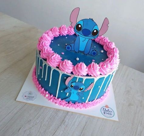 Easy Stitch Cake Ideas, Stitch Birthday Cake Easy, Stitch Cake Ideas Easy, Stitch Birthday Cake Ideas Simple, Easy Stitch Cake, Stitch Sheet Cake, Cake Decor Simple, 3 Ingredient Dog Cake, Simple Cake Designs Birthday