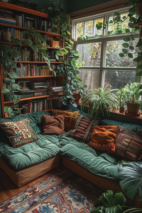 Neutral Maximalist Decor, Boho Houses, Mason Jar Decor Ideas, Greenhouse Library, Starfield Aesthetic, Forest Academia, Remote Living, Sustainable Living Room, Boho Decor Ideas