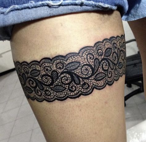 Garter Belt Tattoo, Lace Thigh Tattoos, Lace Garter Tattoos, Rosie Tupper, Thigh Garter Tattoo, Stocking Tattoo, Upper Thigh Tattoos, Garter Tattoo, Lace Tattoo Design