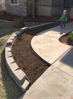 How To Landscape & Hardscape a Front Yard (…from our experience!!) Landscaping Curbing, Retention Wall, How To Landscape, Landscape Hardscape, Pathway Landscaping, Porch Flowers, Front Landscaping, Landscape Edging, Modern Landscape