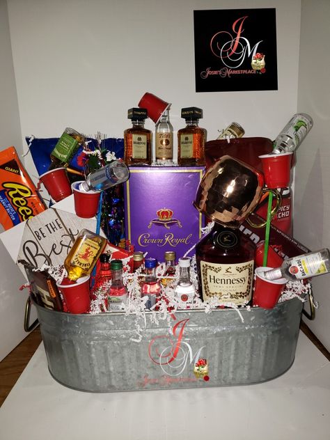 Alcohol Fundraiser Ideas, Tool Raffle Basket Ideas, Alcohol Basket Ideas For Raffle, Liquor Raffle Basket Ideas, Alcohol Raffle Basket Ideas, Liquor Basket Ideas, Liquor Basket Ideas For Raffle, Fathers Day Basket Ideas, Man Cave Gift Basket