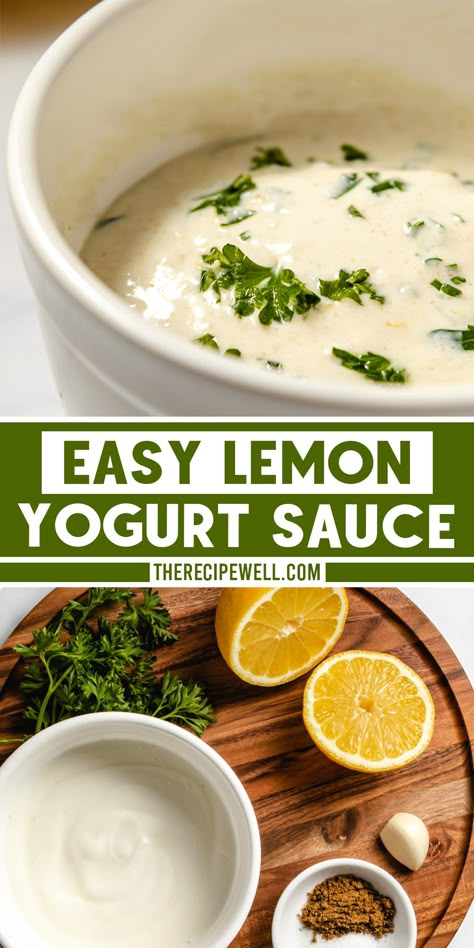 Lemon Sauce For Fish, Lemon Yogurt Sauce, Dill Yogurt Sauce, Healthy Sauce Recipes, Yogurt Dill Sauce, Lemon Greek Yogurt, Dill Sauce For Salmon, Greek Yogurt Sauce, Sauce For Salmon