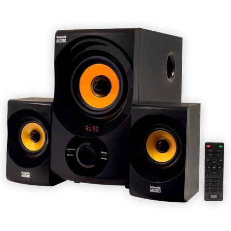 Acoustic Audio AA2170 Home 2.1 Bluetooth Speaker System FM Tuner USB Computer Multimedia, Yellow Home Speaker System, Home Theater Speaker System, Home Theater Surround Sound, Home Speaker, Powered Subwoofer, Sound System Speakers, Sound Systems, Subwoofer Speaker, Home Theater Speakers