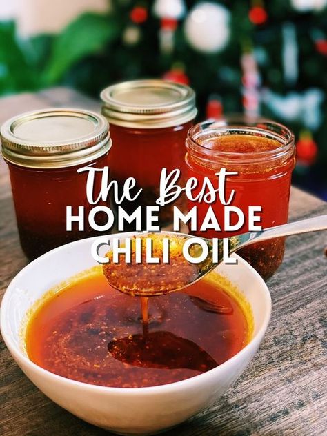 I have been making my own Homemade Chili Oil for years now because I was never able to find a store-bought one that was spicy, numb, garlic, or flavourful enough! It contains no MSG but has more flavor than another store-bought chili oil. Diy Garlic Chili Oil, Chile Oil Recipe, Best Homemade Chili, Homemade Chili Oil, Chinese Chili Oil, Garlic Chili Oil, Thai Dipping Sauce, Chili Oil Recipe, Tiffy Cooks