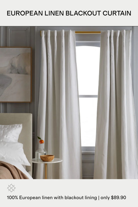 White Blackout Curtains, Linen Blackout Curtains, Curtains Blackout, Goose Down Pillows, Elegant Curtains, Linen Sheet Sets, Quality Curtains, Darkening Curtains, Cotton Curtains