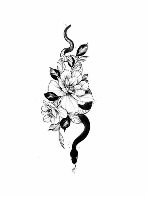 Tattoo Cover Up Ideas For Women Ribs, Floral Snake Tattoo Design, Caduceus Tattoo, Snake And Flowers, Deer Tattoo Designs, Girl Thigh Tattoos, Cobra Tattoo, Wrist Tattoo Designs, Rib Tattoos For Women