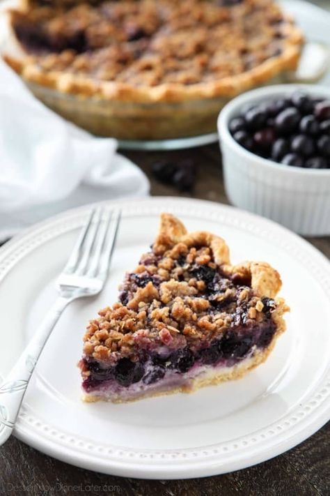 Blueberry Cream Pie with Streusel Topping Blueberry Cream Cheese Pie, Blueberry Cream Pie, Streusel Topping Recipe, Blueberry Cream Pies, Homemade Blueberry Pie, Caramel Apple Cheesecake Bars, Cream Cheese Pie, Caramel Apple Cheesecake, Best Cookies