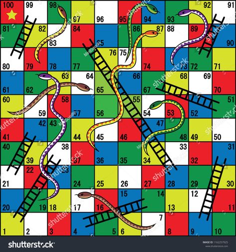 Snakes and Ladders Board Game, Snakes, ladders, start, finish .Vector illustration. #Ad , #sponsored, #Board#Game#Snakes#Ladders Snakes And Ladders Template, Snakes And Ladders Printable, Board Game Template, Ladders Game, Snake Game, Snakes And Ladders, Snake Art, Childhood Games, Game Start