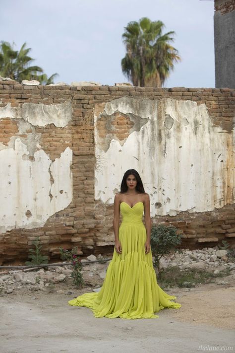 Chartreuse Wedding Inspiration & Ideas Lime Green Prom Dresses, Chartreuse Wedding, Chartreuse Dress, Wedding Style Inspiration, The Lane, Moda Chic, Chiffon Gown, Couture Gowns, Gorgeous Gowns