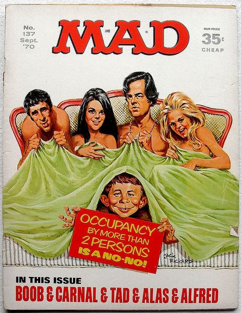 1970 MAD MAGAZINE Number 137 BOB CAROL TED ALICE Movie Spoof Cover Illustration Alice Movie, Alfred E Neuman, Mad Magazine, Mad World, You Mad, Vintage Magazines, Vintage Comics, Vintage Magazine, Comic Covers