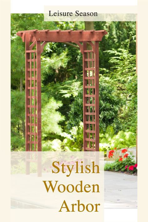 Let flowering plants flow, and vines climb. This wooden arbor creates a stylish backdrop or entrance way to yards or special outdoor areas. Lattice design adds details and helps you shape the path for which things grow Cedar Arbor, Metal Arbor, New England Arbors, Garden Archway, Wood Arbor, Wooden Arbor, Garden Wood, Garden Nook, Metal Pergola