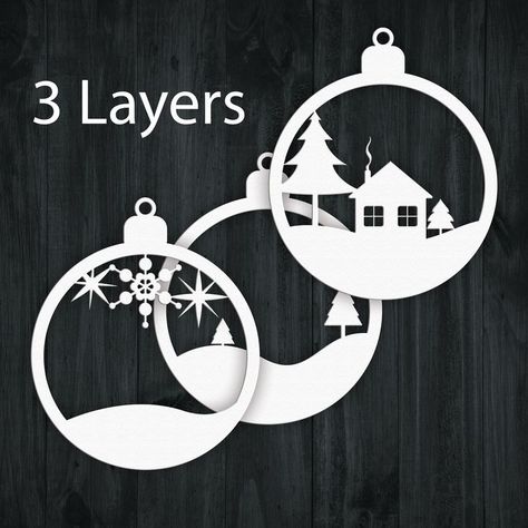 Dive into crafting layered Christmas ornaments using SVG files! Create stunning shadow boxes and 3D designs that add depth and beauty to your holiday decor this season. Layered Christmas Ornaments Svg, 3d Printer Ornaments Diy, 3d Svg Files, Snowflake Svg, Ornament Svg, 3d Svg, New Year Designs, Laser Cut Sign, 3d Christmas