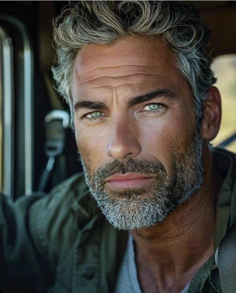 Silver Foxes Men, Older Men Haircuts, Grey Hair Men, Wavy Hair Men, Inked Men, Hair And Beard Styles, Most Beautiful Man, Beard Styles, Grey Hair