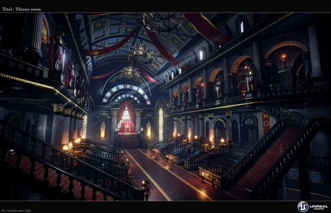 3ds max, Zbrush, Xnormal, Marvelous Designer, Photoshop, Unreal Engine 4, ue4, topogum, gamedev, game development, indiedev, games industry, envrionment art Throne Room Art, Black Throne, Vintage Illustration Art, Castles Interior, Throne Room, Room Challenge, Fantasy Castle, Fantasy Setting, Fantasy Places