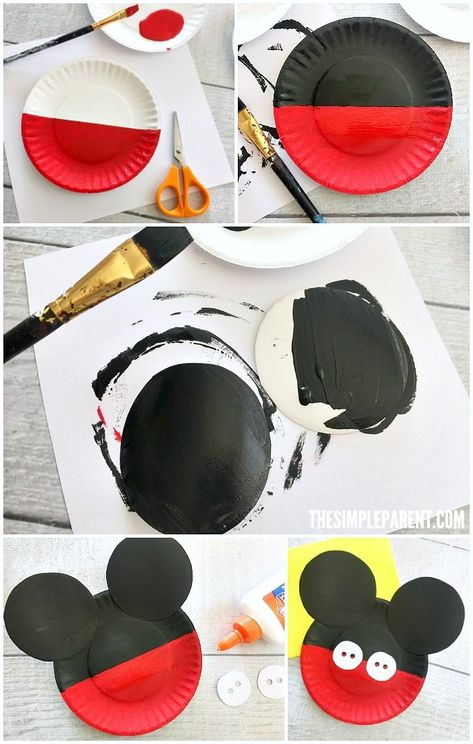 Mouse Paper Plate Craft, Disney Crafts For Kids, Mickey Mouse Crafts, Disney Activities, Disney Camping, Paper Plate Craft, Disney Classroom, Mouse Crafts, Mickey Y Minnie