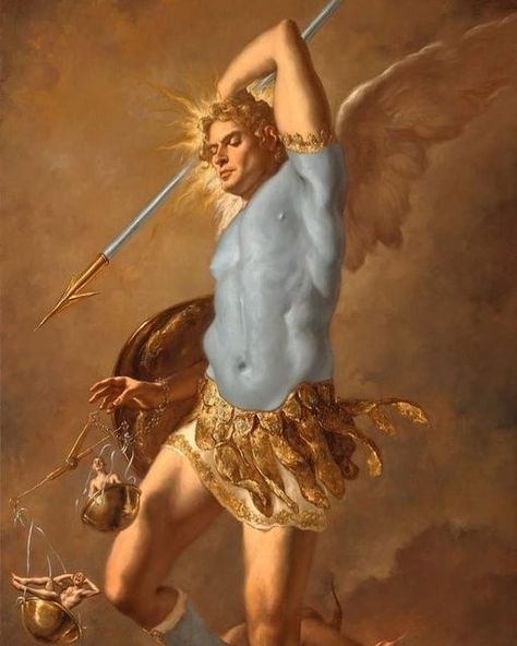 Archangel Michael Painting, Archangel Michael Art, Giovanni Gasparro, Saint Michael Angel, Guardian Angel Pictures, Male Angels, Saint Gabriel, Michael The Archangel, Archangel Raphael