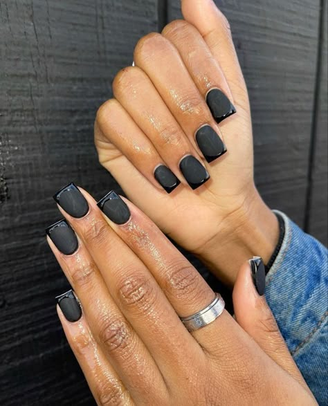 Black Nails Short, Classy Black Nails, Overlay Nails, Curved Nails, Stiletto Nails Designs, Glow Nails, Dope Nail Designs, Short Square Acrylic Nails, Cute Gel Nails