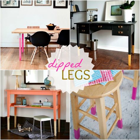 Dipped Leg Furniture Makeover Dipped Furniture, Dip Paint, Diy Doily, Therapy Design, Ceramic Things, Yard Sale Finds, Pinterest Challenge, Young House Love, Painted Wine Bottles