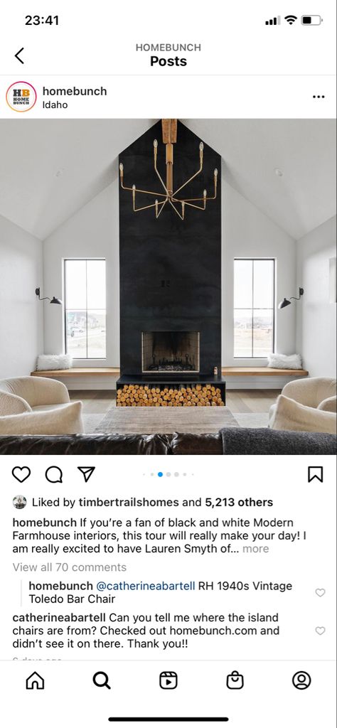 Two Story Fireplace, Floating Bench, Mantel Styling, Black Fireplace, Room With Fireplace, Fireplace Remodel, Home Fireplace, Modern Fireplace, Living Room With Fireplace