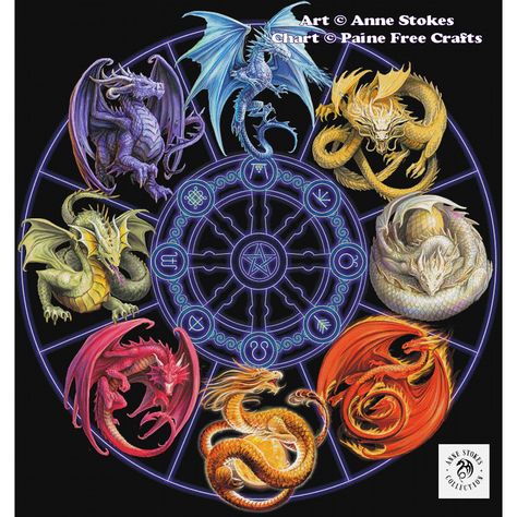 Dragons of the Sabbat (SUPER SIZE) The Sabbats, Anne Stokes Dragon, Anne Stokes Art, The Wheel Of The Year, Pagan Festivals, Yin Yang Tattoos, Anne Stokes, Gothic Shop, Dragon Artwork Fantasy