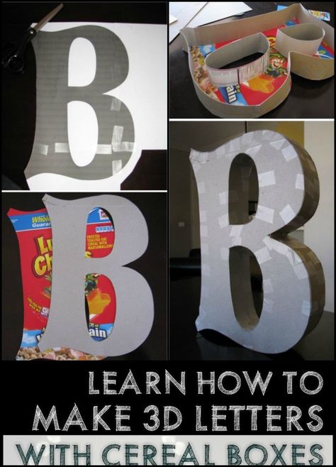 Learn How to Make Big Letter Decor Using Cereal Boxes Diy Big Letters How To Make, How To Make Letter Boxes, Letter Box Diy, Diy Big Letters, Big Letter Decor, Big Letters Decoration, Diy Letter Boxes, Diy Alphabet Letters, 3d Letters Diy