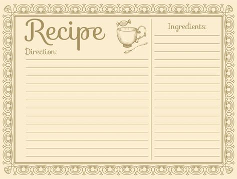 Printable Vintage Recipe Cards 4X6 Cute Recipe Cards Printables, Vintage Recipe Book Covers, Vintage Recipe Cards Printable Free, Blank Recipe Template Free Printable, Recipe Book Cover Design Free Printable, Recipe Cards Printable Free Templates, Cooking Template, Recipes Book Design, Cute Recipe Cards