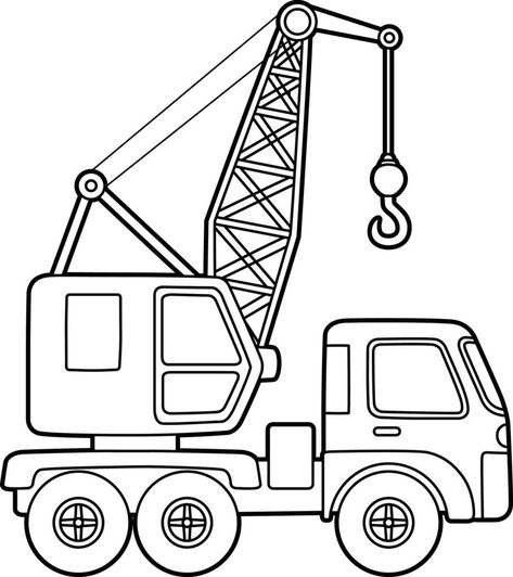 Crane Coloring Page Isolated for Kids Crane Drawing, Crawler Crane, Free Kids Coloring Pages, Cookies Theme, Kid Coloring Page, Truck Coloring Pages, Construction Birthday, Applique Pattern, Kids Tv