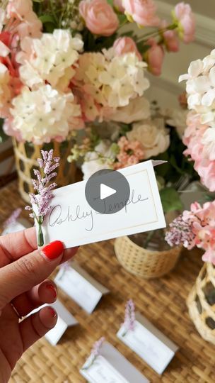 6.5K views · 270 reactions | Comment CARDS and I’ll send you links to create this easy and custom place card! 

These work for anything from brunch at home to more formal events! 

Bridal shower, baby shower, wedding ideas, hostess tips, diy events, diy decor ideas, party ideas 

#budgetlife #diyevent #budgetbride #diydecor #gardenparty #gardenpartywedding #gardenpartydecor | Ashley Temple | madara_dusal · Original audio Hostess Tips, Brunch At Home, Diy Events, Budget Bride, Diy Event, Diy Decor Ideas, Garden Party Wedding, Ideas Party, Shower Baby