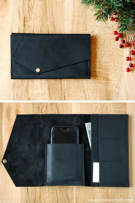 Phone Clutch Wallet, Minimalist Clutch, Best Leather Wallet, Envelope Gift, Minimalist Leather Wallet, Diy Wallet, Womens Wallet, Black Leather Clutch, Wallet Pattern