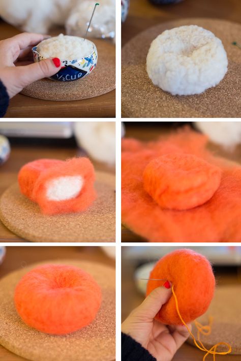 Needle Felted Fall Ideas, Needle Felt Autumn, Fall Felt Crafts, Felted Pumpkins, Felt Food Diy, Fall Pumpkin Crafts, Christmas Elf Doll, Felt Pumpkins, Needle Felting Diy