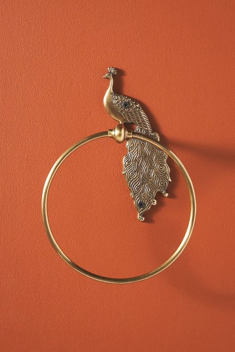 Ida Peacock Towel Ring | Anthropologie Peacock Bathroom, Anthropologie Uk, Turkish Cotton Towels, Unique Bathroom, Towel Ring, Towel Collection, Towel Rings, Bathroom Set, Towel Hooks