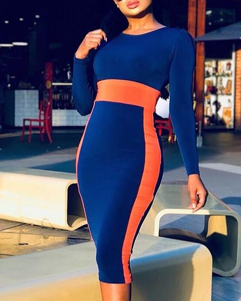 Long Sleeve Bodycon Midi Dress, Fall Chic, Midi Bodycon Dress, Office Wear Women, Dark Blue Dress, Mesh Bodycon Dress, Neck Bodycon Dress, Sleeve Bodycon Dress, Bodycon Midi