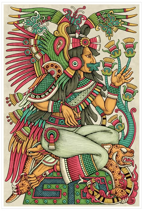 Mexico Culture Art, Aztec Paintings, Mexican Art Tattoos, Aztec Tattoo Designs, Maya Art, Mexican Culture Art, Aztec Culture, Aztec Tattoo, Mayan Art