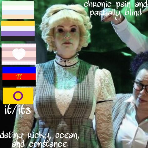 jane flags are unlabeled, non-binary, dollgender, polyamourous, and intersex Ride The Cyclone Cosplay, Jane Doe Icon Rtc, Dolly Guts, Ride The Cyclone Musical Fanart, Ride The Cyclone Jane Doe Fanart, Jane Doe Fanart, Emily Rohm, Jane Doe Ride The Cyclone, Constance Blackwood