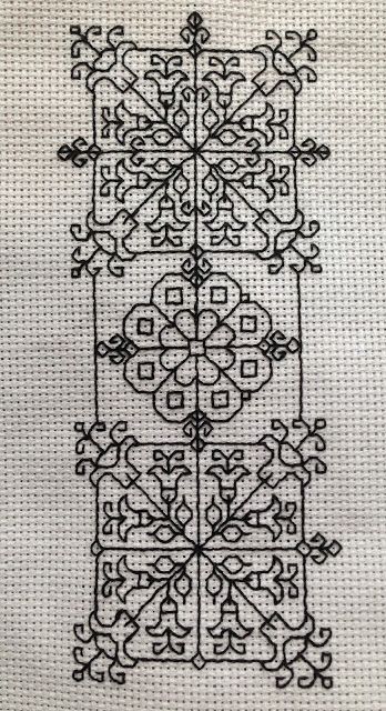 Black Stitch, Black Work Patterns, Black Cross Stitch Patterns, Blackwork Bookmark Patterns, Free Blackwork Patterns, Blackwork Flowers, Black Work Embroidery, Black Work, Bluework Embroidery