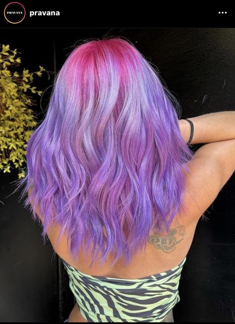 Pink Roots Purple Hair, Purple To Pink Hair, Pastel Pink And Purple Hair, Vivid Hair Color Ideas For Brunettes, Light Purple Hair Dye, Pink And Lavender Hair, Lavender Hair Color Ideas, Purple And Pink Hair, Pink Roots