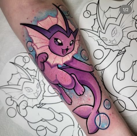 Chariot Tattoo, Vaporeon Tattoo, Shiny Vaporeon, Pokemon Sleeves, Pokemon Tattoos, Old Pokemon, 151 Pokemon, Lighthouse Tattoo, Prison Tattoos