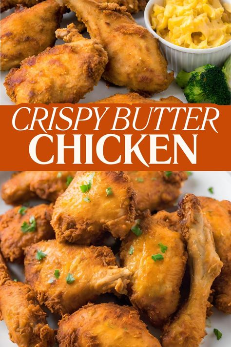 Crispy Butter Chicken Recipe, Crispy Butter Chicken, Buttery Baked Chicken, Baked Fried Chicken Recipe, Baked Chicken Pieces, Baked Fried Chicken, Butter Chicken Sauce, Crispy Oven Fried Chicken, Crispy Oven Baked Chicken