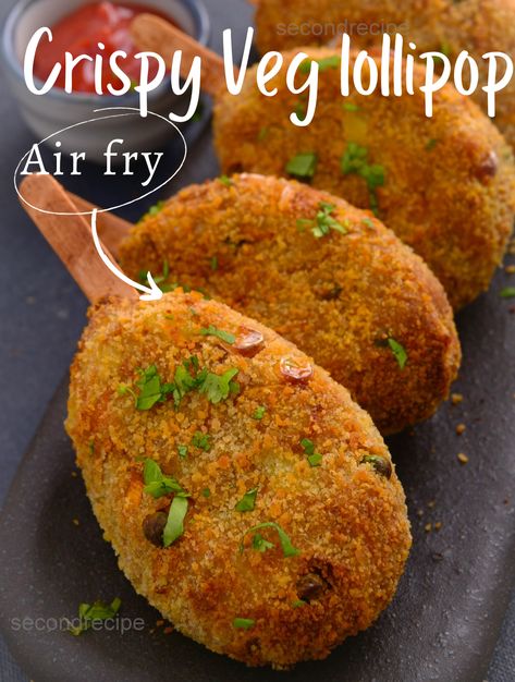 crispy veg lollipop Veg Party Appetizers, Air Fryer Veg Recipes, Veg Appetizers, Healthy Savory Snacks, Healthy Finger Foods, Air Fryer Recipes Vegetarian, Veg Snacks, Vegetarian Snacks, Evening Snacks