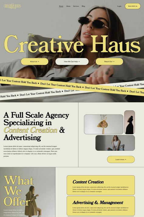 The Creative Haus Squarespace template is perfect for digital marketing agencies, business coaches, or service businesses that need a responsive website template design! This high-converting layout is complemented by a blend of bold colors, modern typography, and a seamless user experience. Plug in your own logo, pricing, and images to this website template layout or browse our web design services and launch with an expert Squarespace designer. Website Design Template #ad #affiliate Web Design Services Page, Creative Agency Website Design, Website Testimonials, Digital Marketing Agency Website Design, Responsive Web Design Template, Agency Website Inspiration, Designer Website Design, Creative Agency Website, Marketing Agency Website